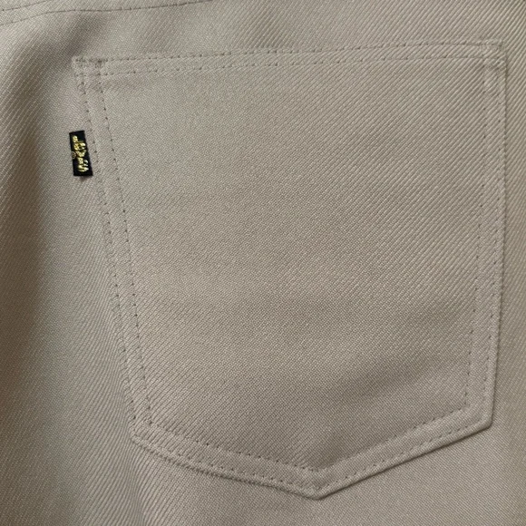 Vintage 1990s Levi's 517 Sta-Prest Khaki Polyester Pant 38 x 32 USA 10517-6122 - Picture 4 of 8